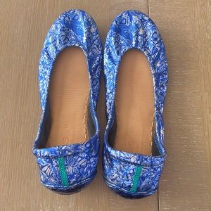 Tieks size 10 custom blue silver swirl!